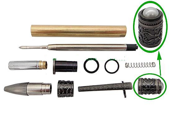Gothic Spiritual Twist Ballpoint Pen Kit - Gunmetal Plating