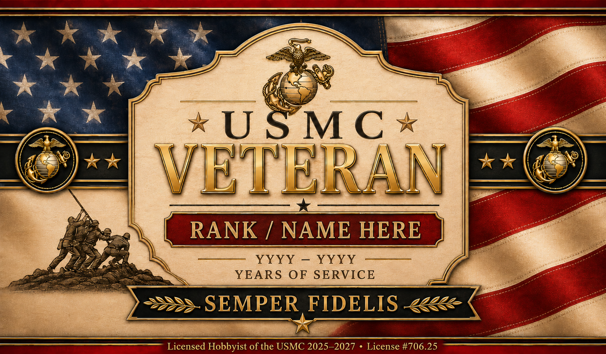 USMC Veteran Old Glory Personalized Resin Pen Blank