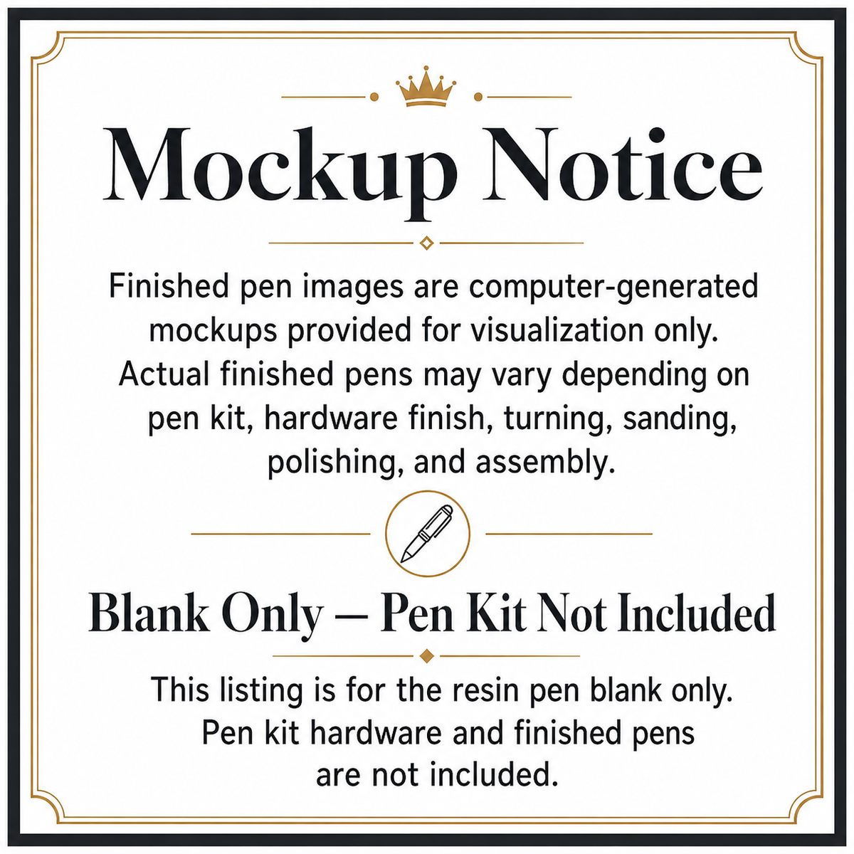 Computer generated pen mockup notice and blank only disclosure