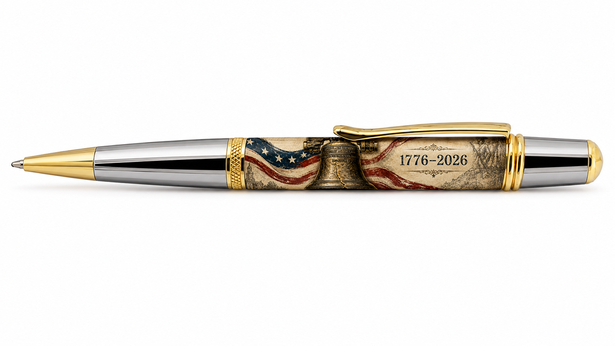 Classic Sierra pen mockup with Proclaim Liberty 1776–2026 America 250 artwork