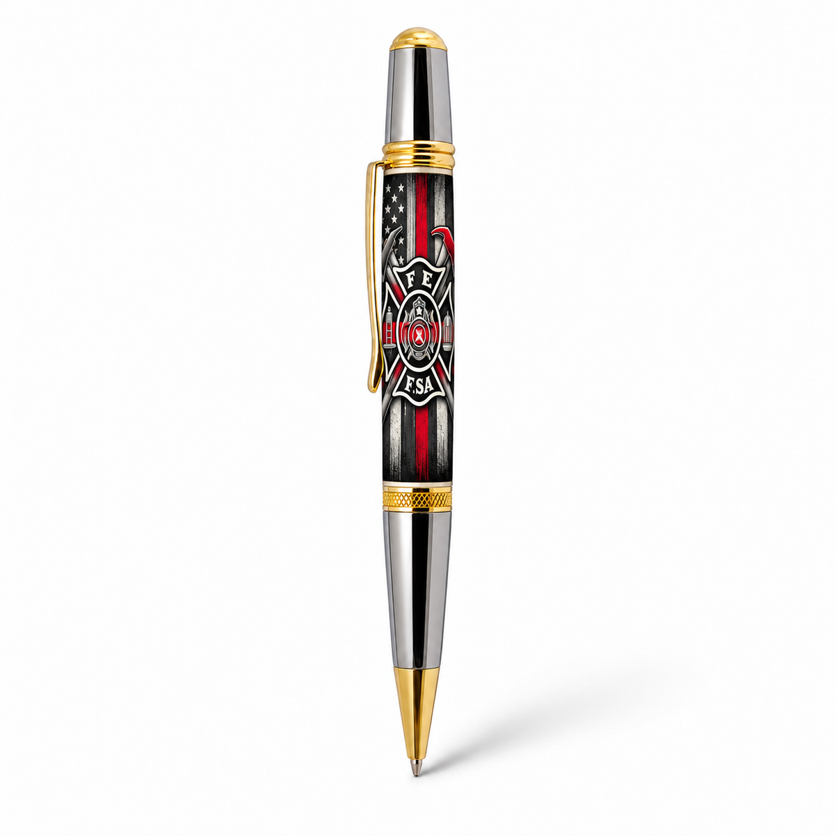 Firefighter Maltese Cross Thin Red Line blank shown on a Classic Sierra Twist pen mockup