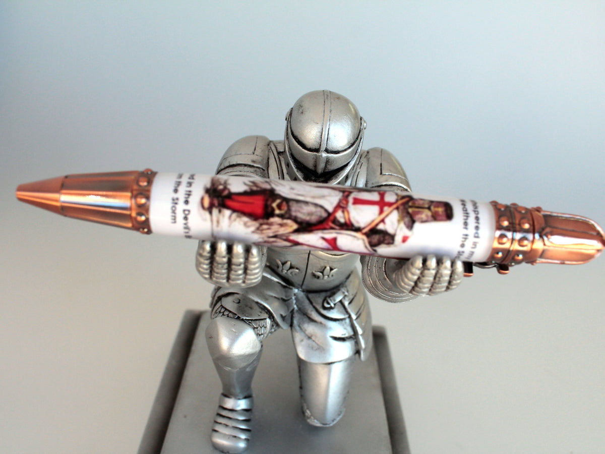Templar Knight vs The Devil Weathering the Storm Resin Cast Pen Blank