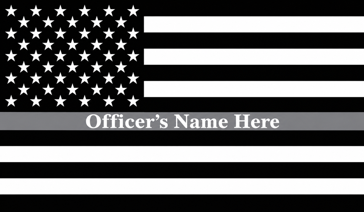 Thin Grey Line American flag artwork personalized with an officer name.