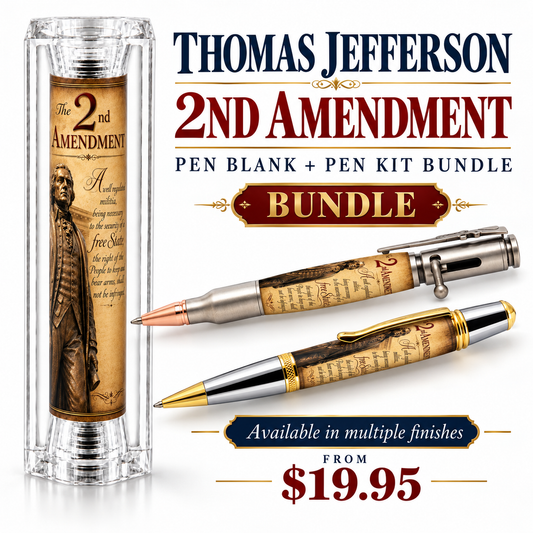 2nd Amendment Parchment Cast Tube-On Bolt Action Pen Blank-Kit Bundle
