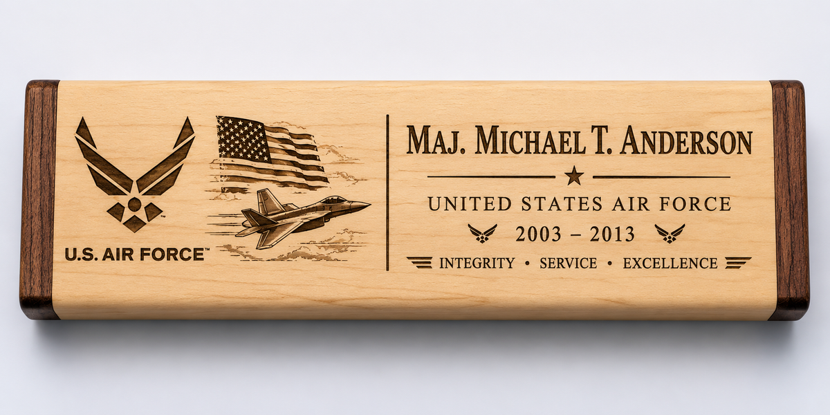 USAF Tribute Bundle – Pen Blank + Engraved Pen Box