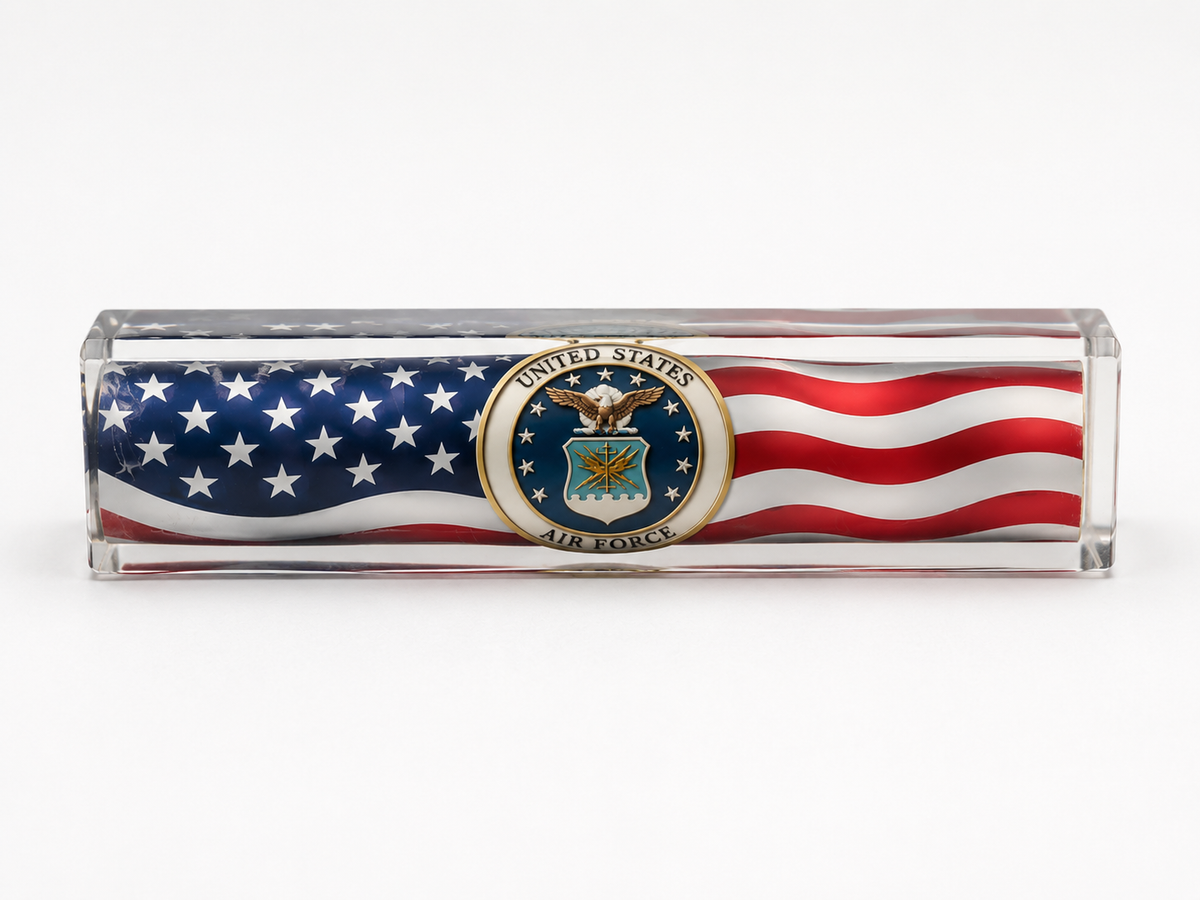 US Air Force Emblem on Old Glory resin pen blank