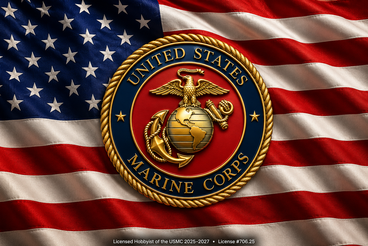 USMC Service Emblem on Old Glory pen blank artwork