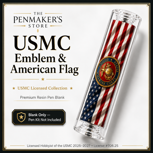 USMC Emblem on Old Glory premium resin pen blank listing hero image