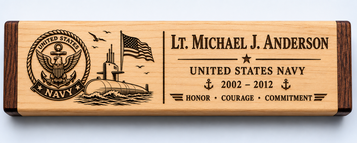 Custom Engraved USN Tribute Pen Box