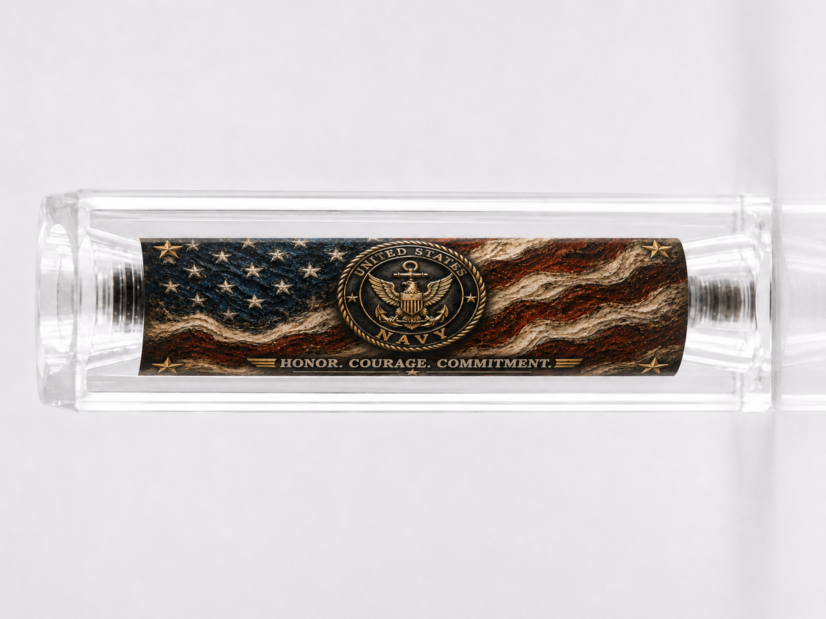 Finished US Navy Tribute Pen – Handcrafted Sierra-Style Patriotic Gift