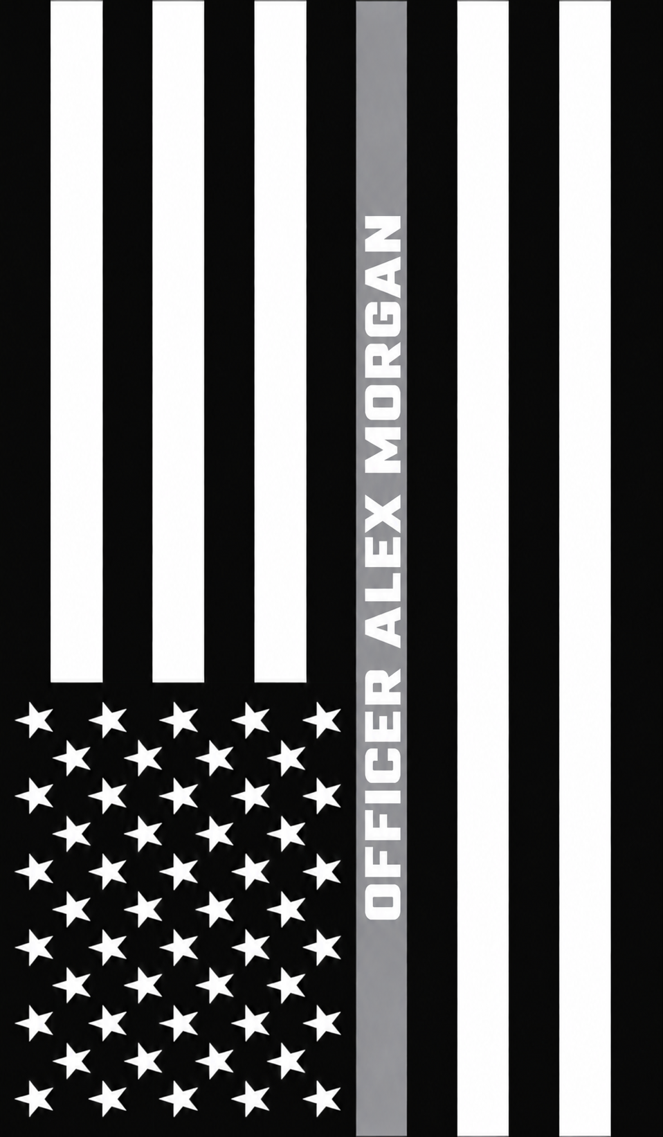 Thin Grey Line American flag artwork personalized for Officer Alex Morgan.